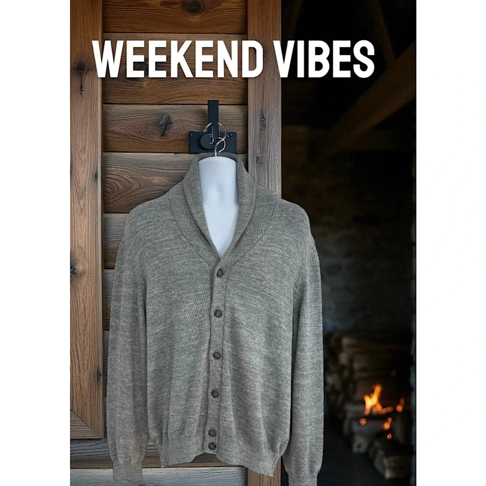 Van Heusen Gray Cardigan Sweater in Size Men’s Large